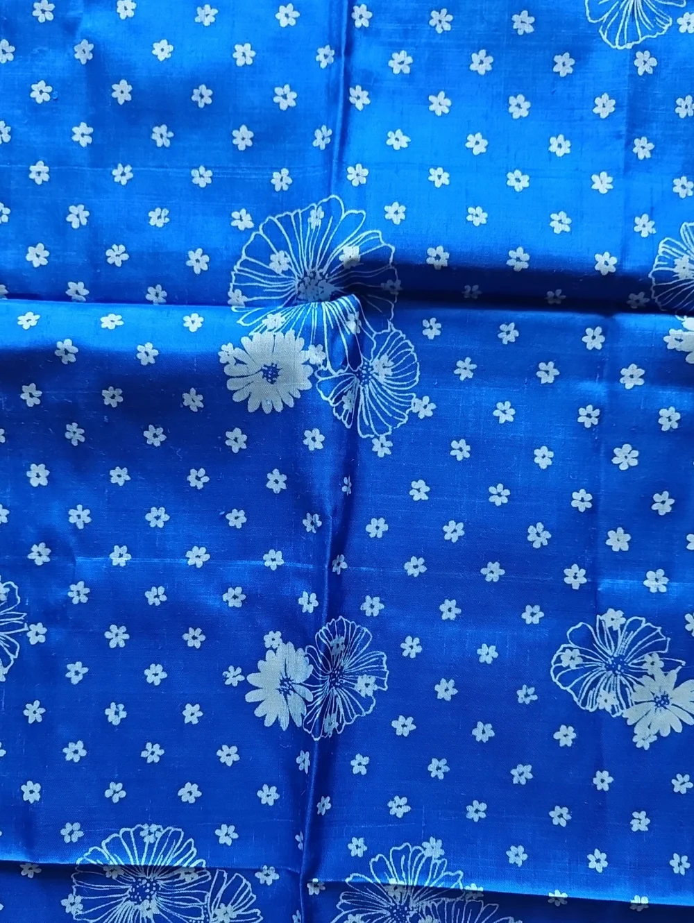 Blue Floral Silk Scarf